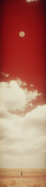 Free aesthetic bookmark featuring a red sky